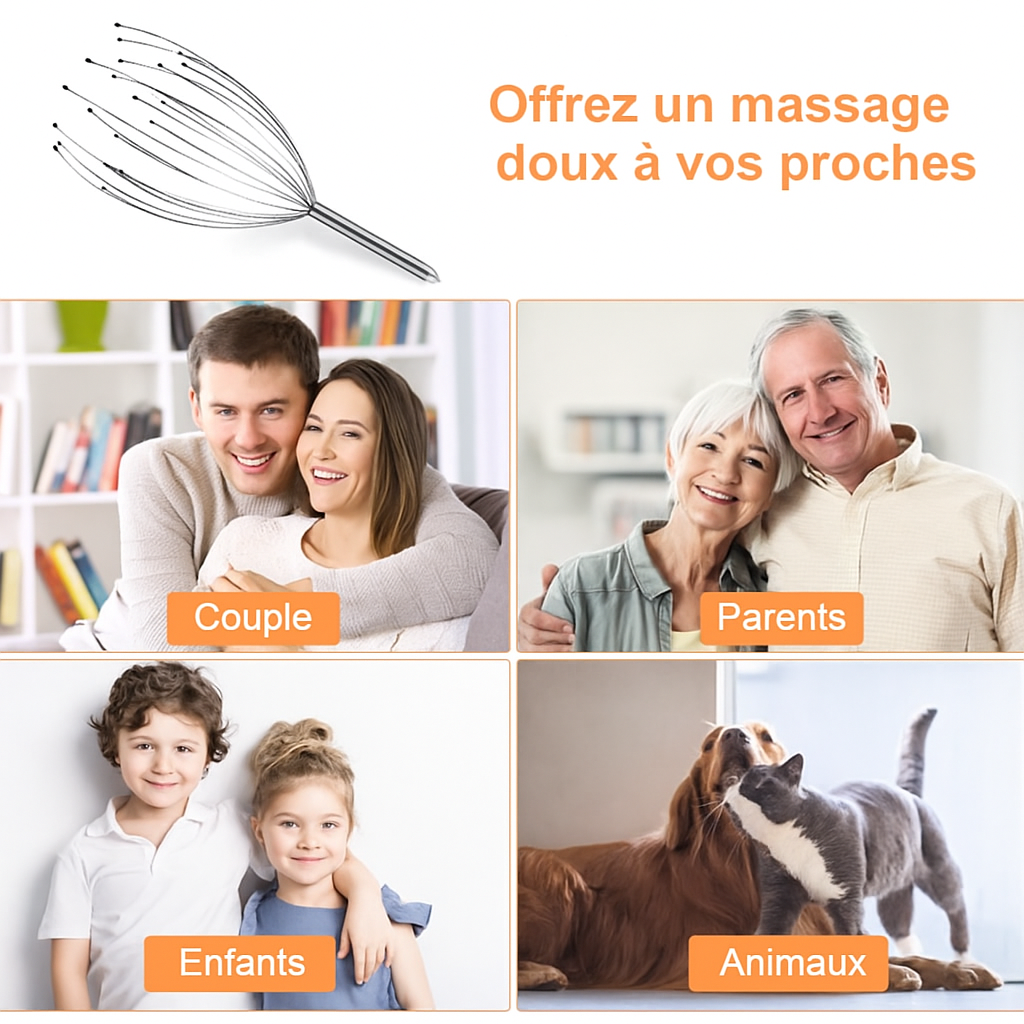 Brosse Masseuse de Tête avec 20 Bras