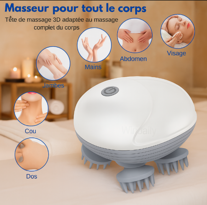 Masseur électrique portable universelle (Cuir chevelu, visage, jambes, mains....)