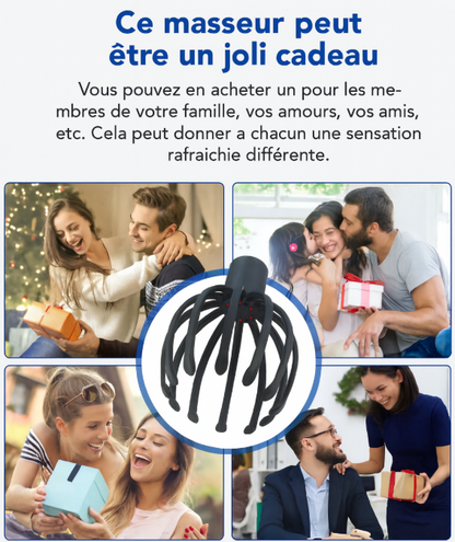 Masseur électrique de cuir chevelu à griffes de poulpe, mains libres.