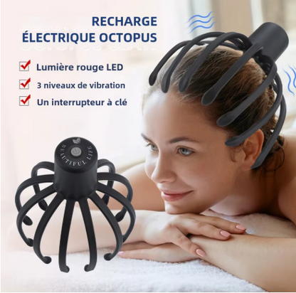 Masseur électrique de cuir chevelu à griffes de poulpe, mains libres.