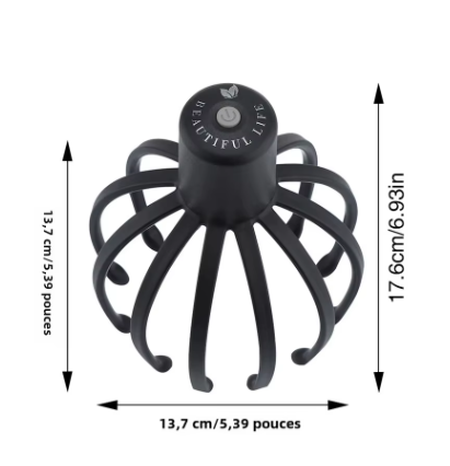 Masseur électrique de cuir chevelu à griffes de poulpe, mains libres.