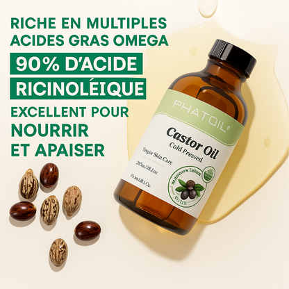 Huile de ricin bio, 236ML, huile essentielle non raffinée pressée à froid