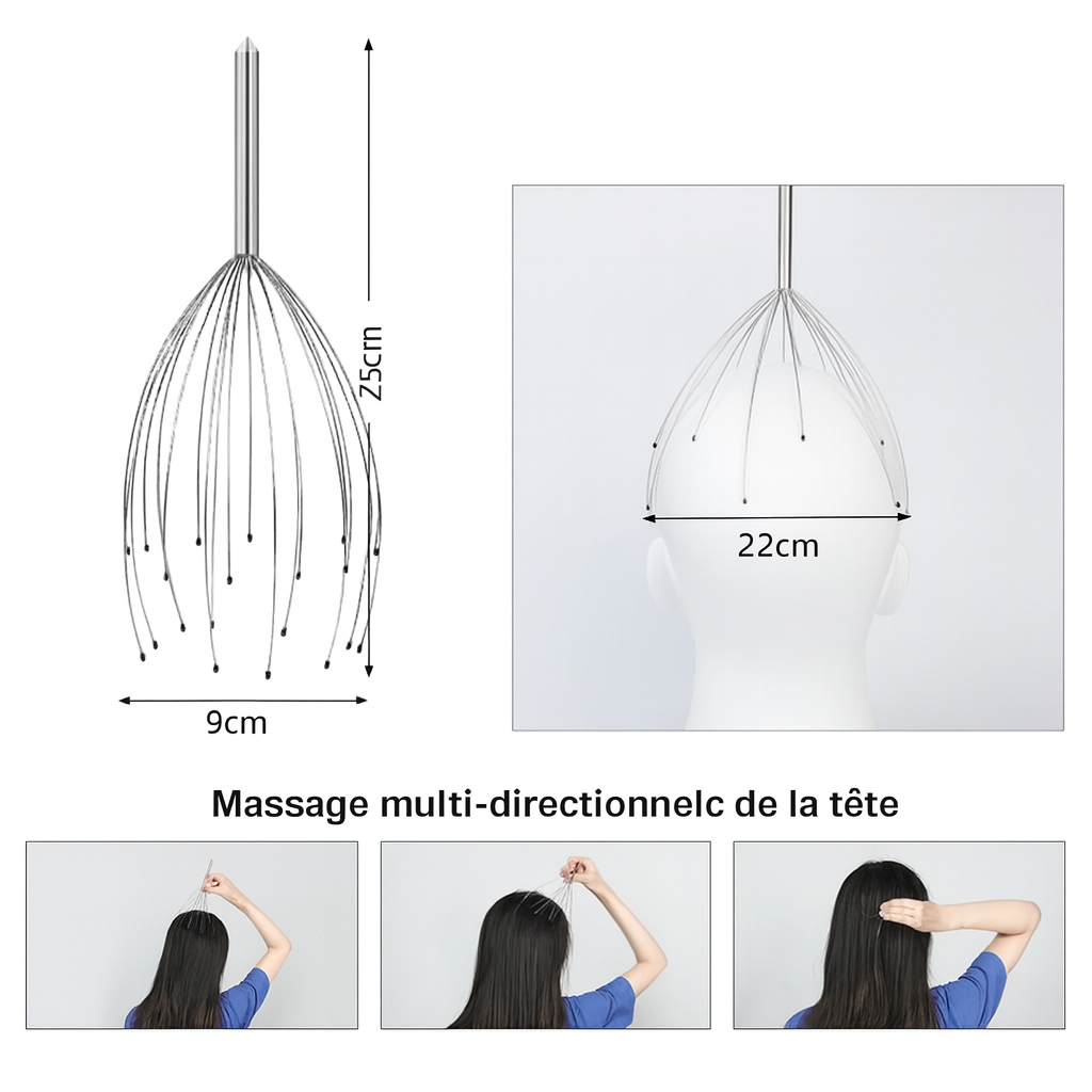 Brosse Masseuse de Tête avec 20 Bras