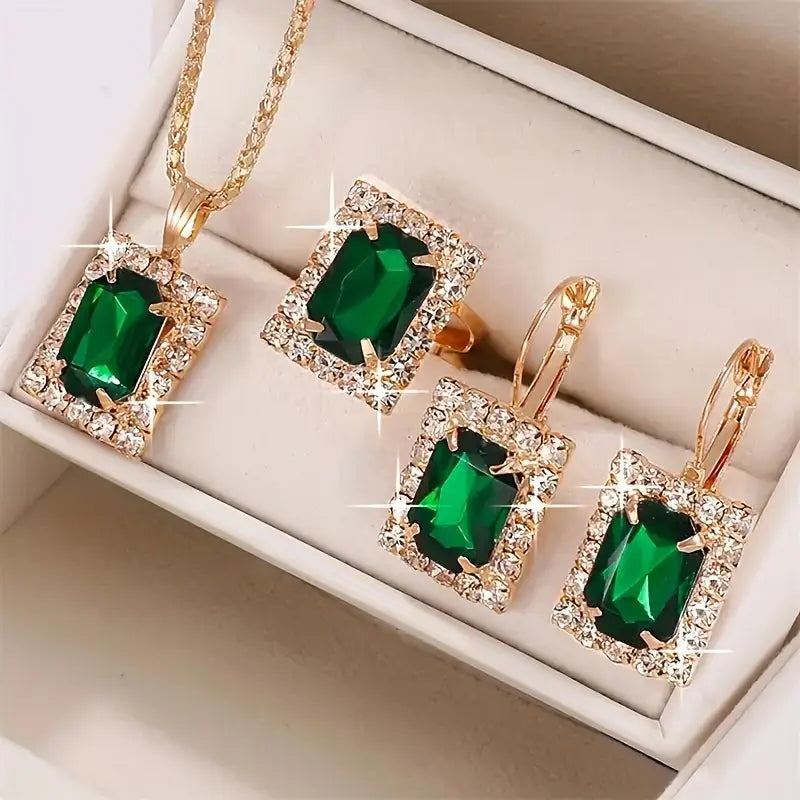 Sylvara Greenveil Jewelry Set | White Gold