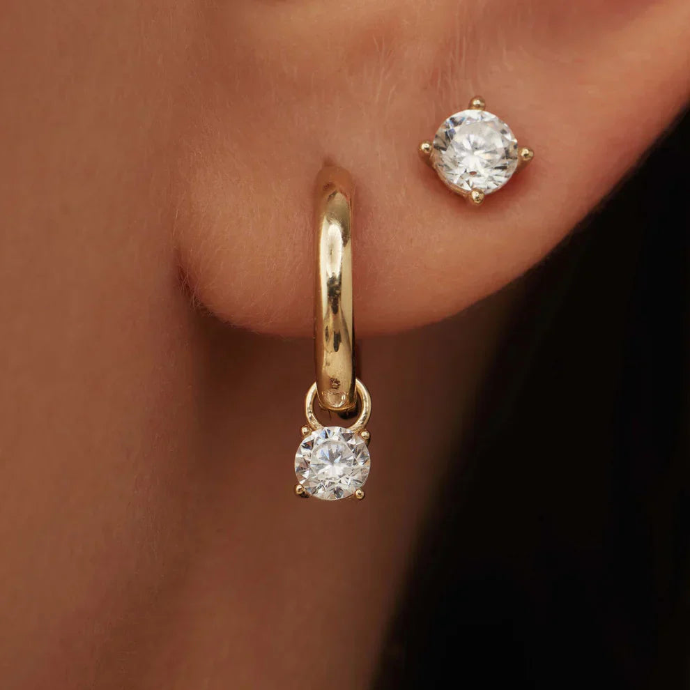 Larmes de Lune Stone Hoop Earrings | Gold