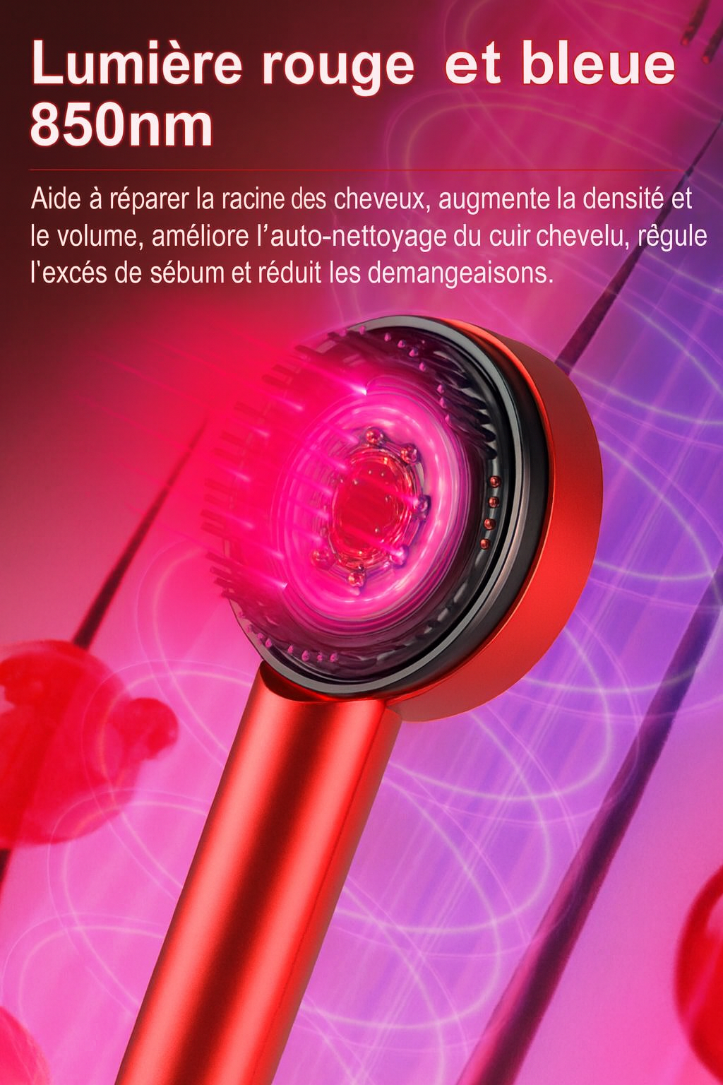 Masseur Capillaire Électrique – Stimulation de la Pousse, Apaisement & Diffusion d’Huile